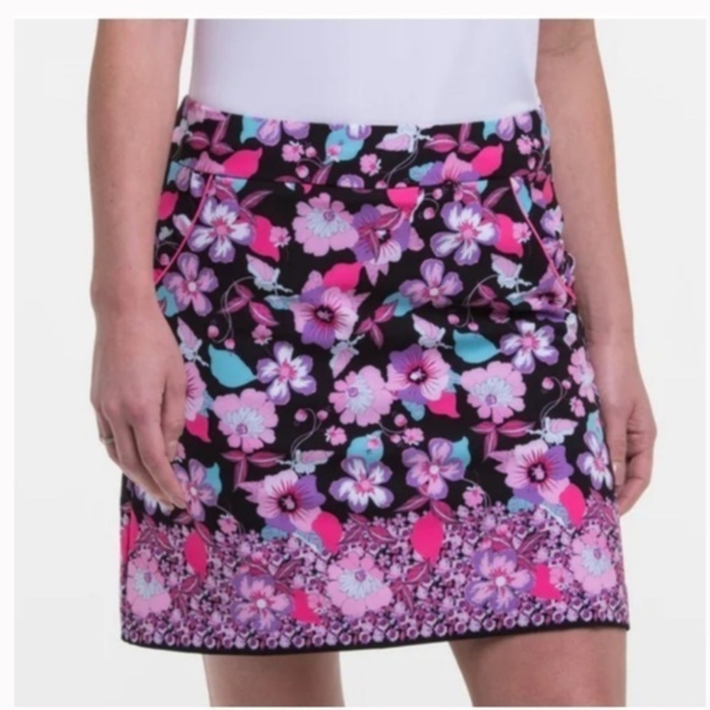 EP New York Floral Print Multi Color Golf Skirt Women Size Large Pockets